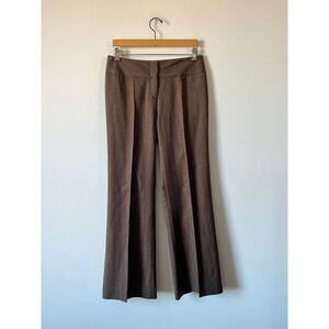2000s Y2K Yigal Azrouel Low Rise Wide Leg Pintuck Brown Pinstripe Pants Womens